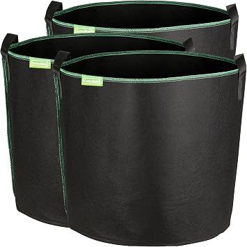 GardenMate 3-Pack 60 litres/16 gallons soft-sided plant pots   Grow bags with soft felt-like texture that promote air root pruning - GREENLINE