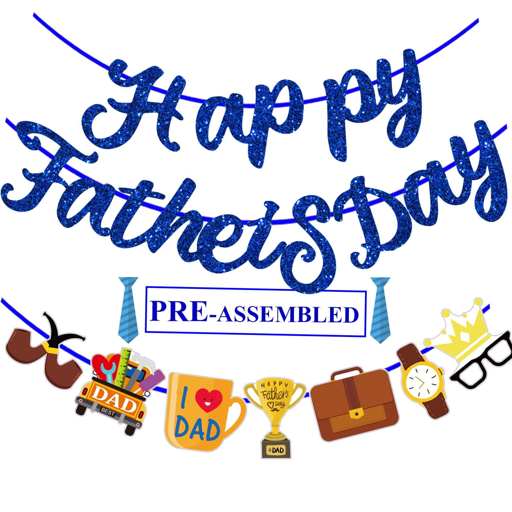 Photo 1 of Fathers Day Decorations,Glitter Happy Fathers Day Banner,Pre-Assembled Decoración Día Del Padre