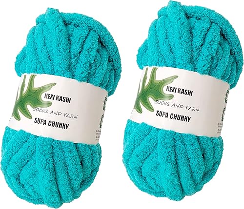 Miniatura 10 de DDL&HEXI 2 madejas de hilo grueso de felpilla, kit de fabricación de mantas, hilo de punto jumbo, 2 x 8 onzas, 7.97oz por bolsa (203)