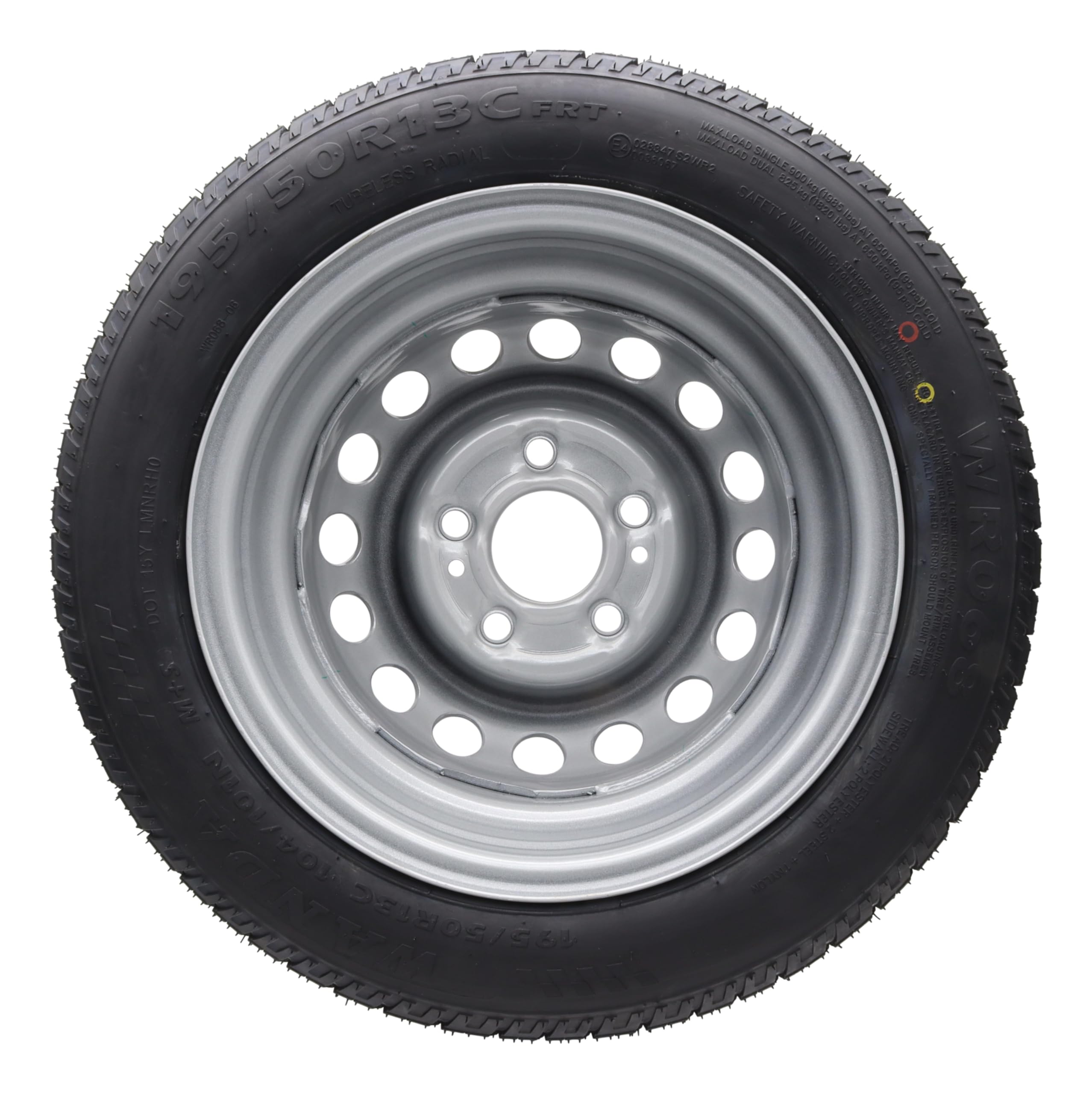 trailer parts4u Ruota completa 195/50 R 13 C per rimorchio + caravan, Pneumatici per camion su cerchione a 5 fori 6J x 13H2 ET30 LK 112 x 5, Acciaio (Steel)