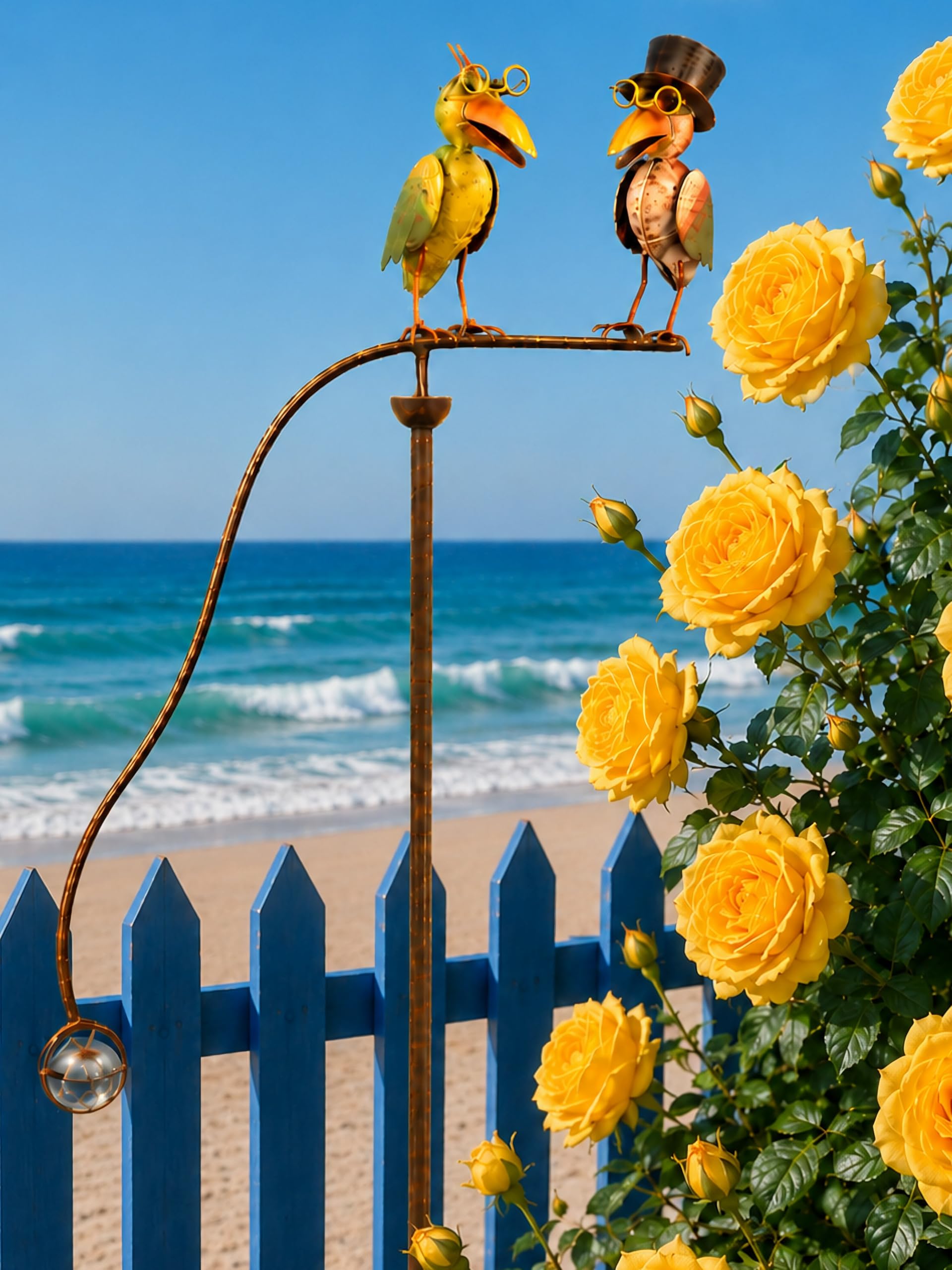Pommerntraum ®| Windspiel Gartenpendel Metallwindspiel Vogel Vögel Raben | Vogelwippe Gartenwippe Vögelchen Rabenstecker Vogelwindspiel Gartenstecker Gartendeko Terrassendeko PROF. DR. RABE + GATTIN