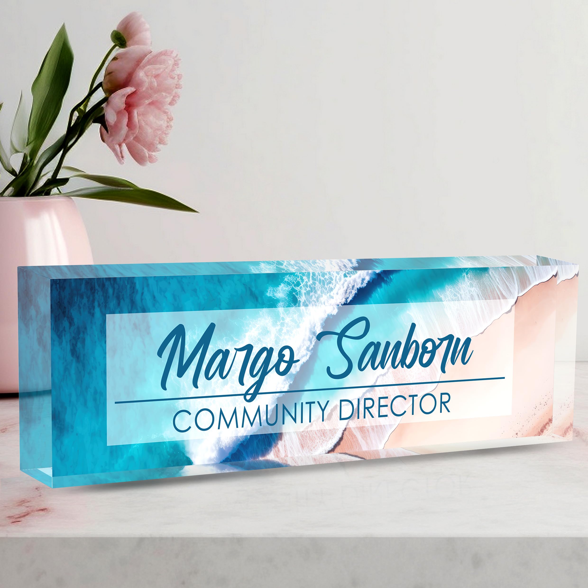 Custom Name Plate Personalized Office Decor for Women &amp; Men, Employee Appreciation Gifts for Boss, Manager, Teacher, Nurse (Beach Walk)