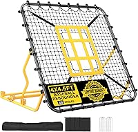 Utheer 4x4.5FT Baseball Rebounder Net - Pitch Back Trainer with Strike Zone, 9-Grid Target, 3 Angles for Baseball, Softball, Soccer, Volleyball, Lacrosse