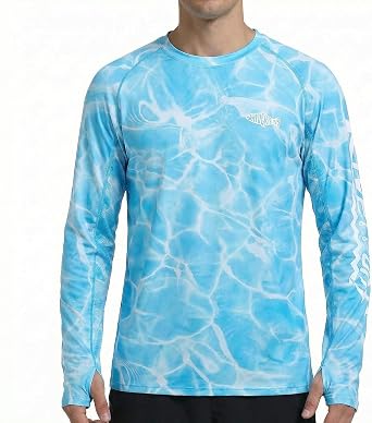 Mens UPF 50+ Quick-Dry Fishing Shirt with Mesh Panels and Thumbholes