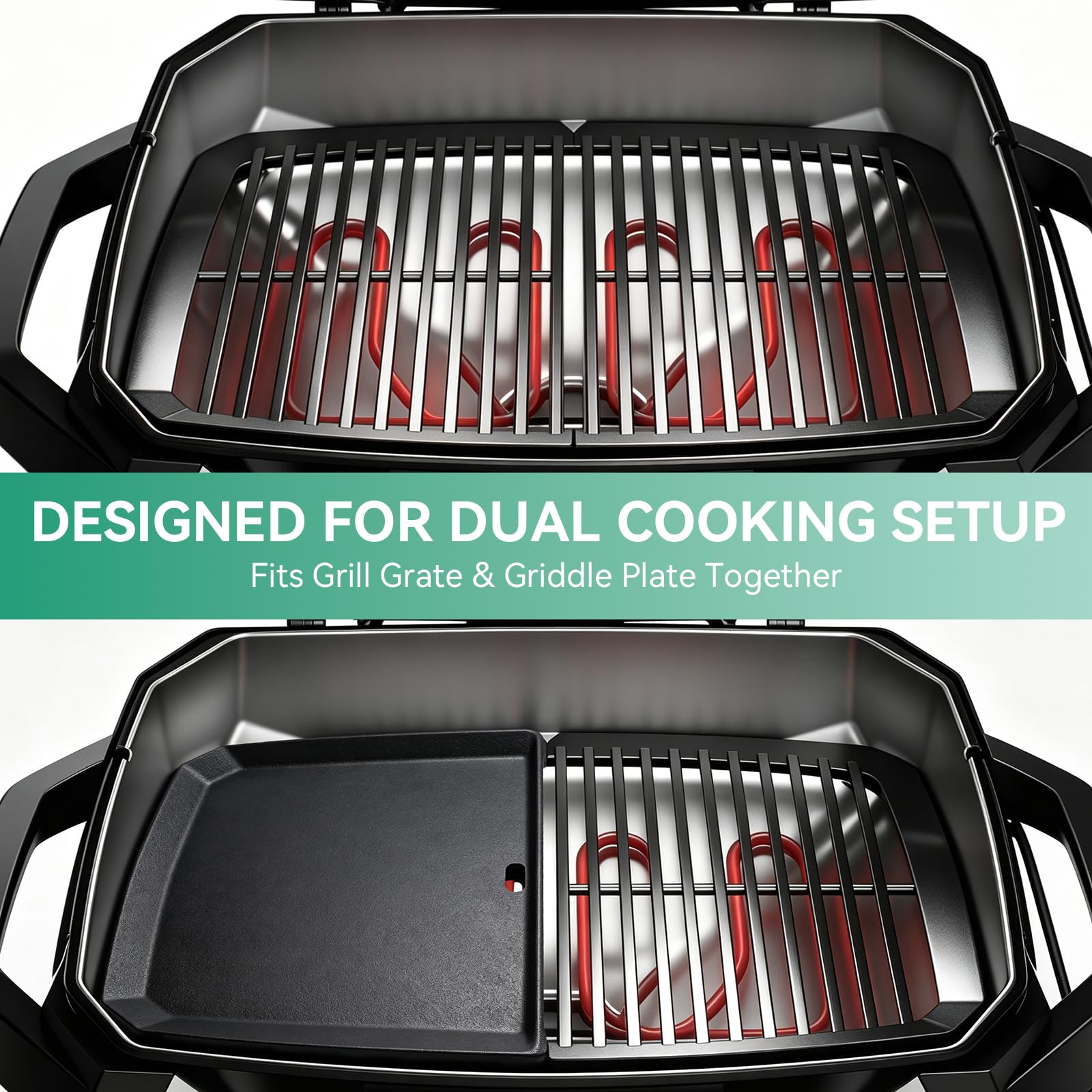 Piastra in ghisa massiccia da 38,6 x 24 cm, per barbecue elettrico Weber Pulse 2000