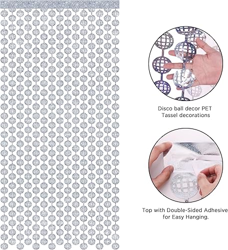 Miniatura 2 de GAGAKU Cortinas onduladas con flecos dorados, paquete de 2 telones de fondo de aluminio de 3.3 x 6.6 pies, decoraciones de fiesta de oropel dorado