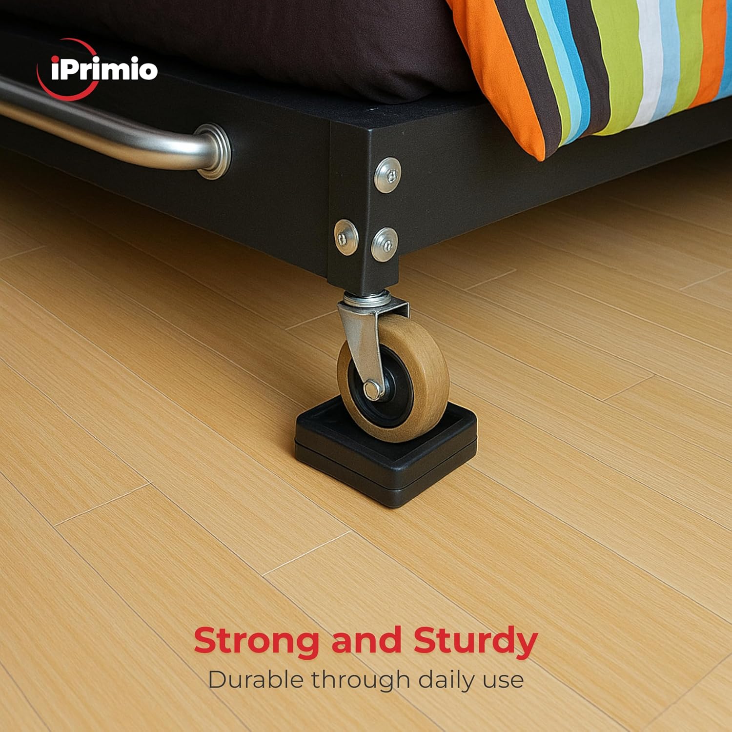 SlipToGrip Bed and Furniture Stopper - Furniture Wheel Stoppers fit All Wheels of Furniture, Sofa Bed Chairs-Made up of Solid ABS Plastic Prevents Scratches (6, Black)