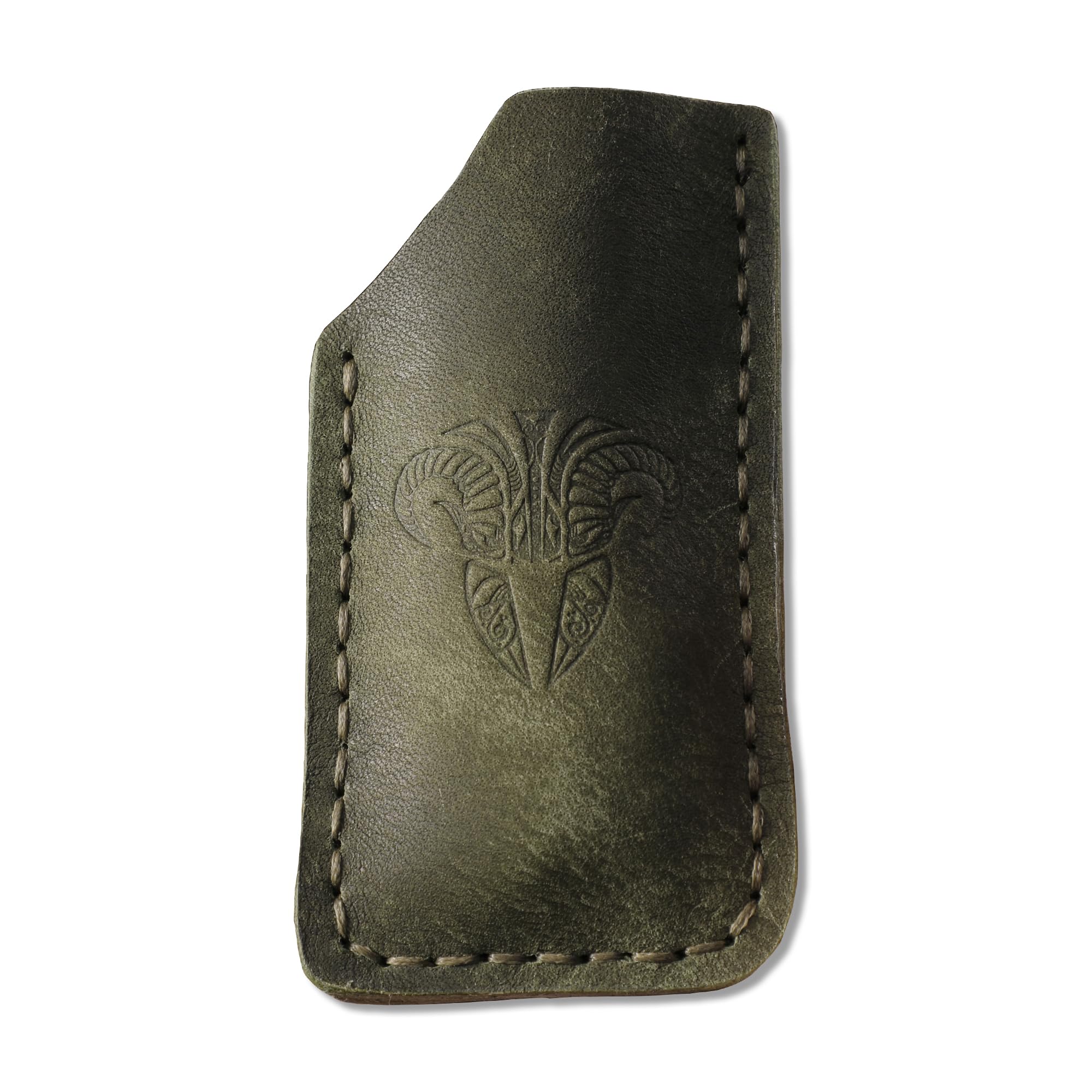 Messer AS01 Handmade Leather EDC Bag Briefs, Leather EDC Case Sheath for 3.39 Inch Folding Knife Leather EDC Pocket Sheath (Olive Green-3.39 Inches)