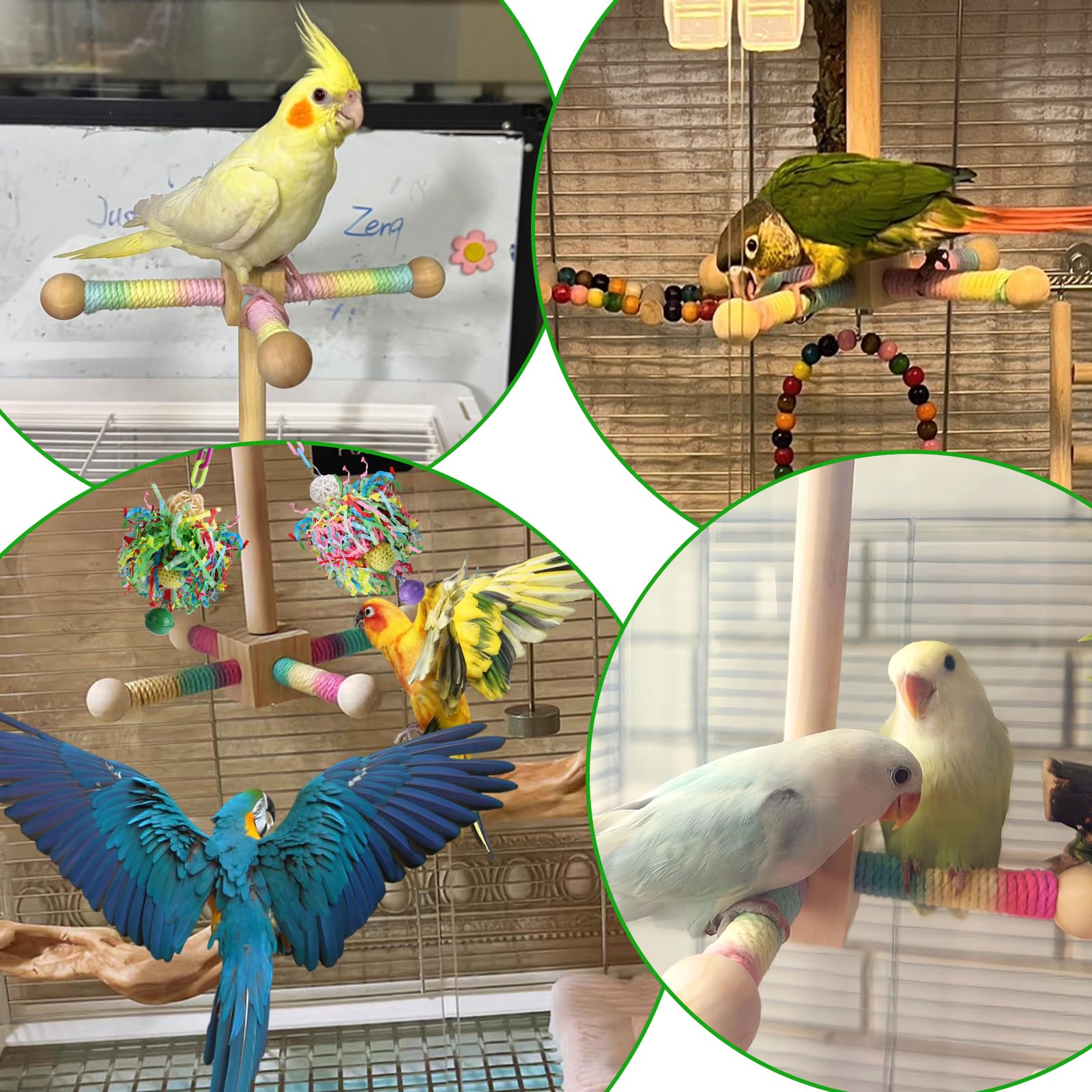 BABORUI Bird Toys, Parrot Foraging Shredder Hanging Toys with Perches for Cage - image 3