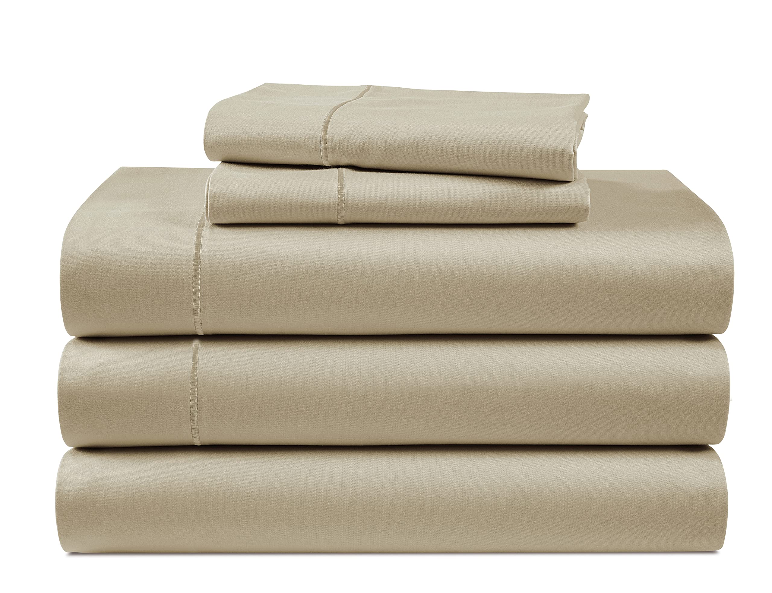 100% Egyptian Cotton Sheet Set Queen Size – Silky Sateen Weave Queen Sheet Set for Winter Sleep Comfort, 15" Snug Fit Deep Pocket, Breathable & Durable, Hotel-Quality Soft Luxury You Can Feel - Taupe — view 16