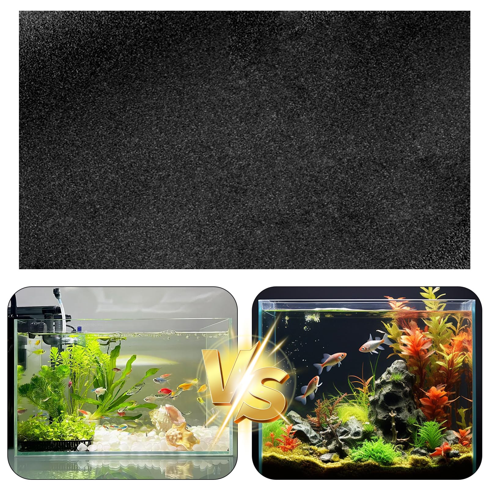 Gohytal Acquario Sfondo Nero, 200 x 40 cm Pesce Serbatoio Poster Sfondo Statico per Acquario Parete Posteriore in Vinile Adesivo Statico Sfondo Acquario Nero Generico per Acquario Acquari