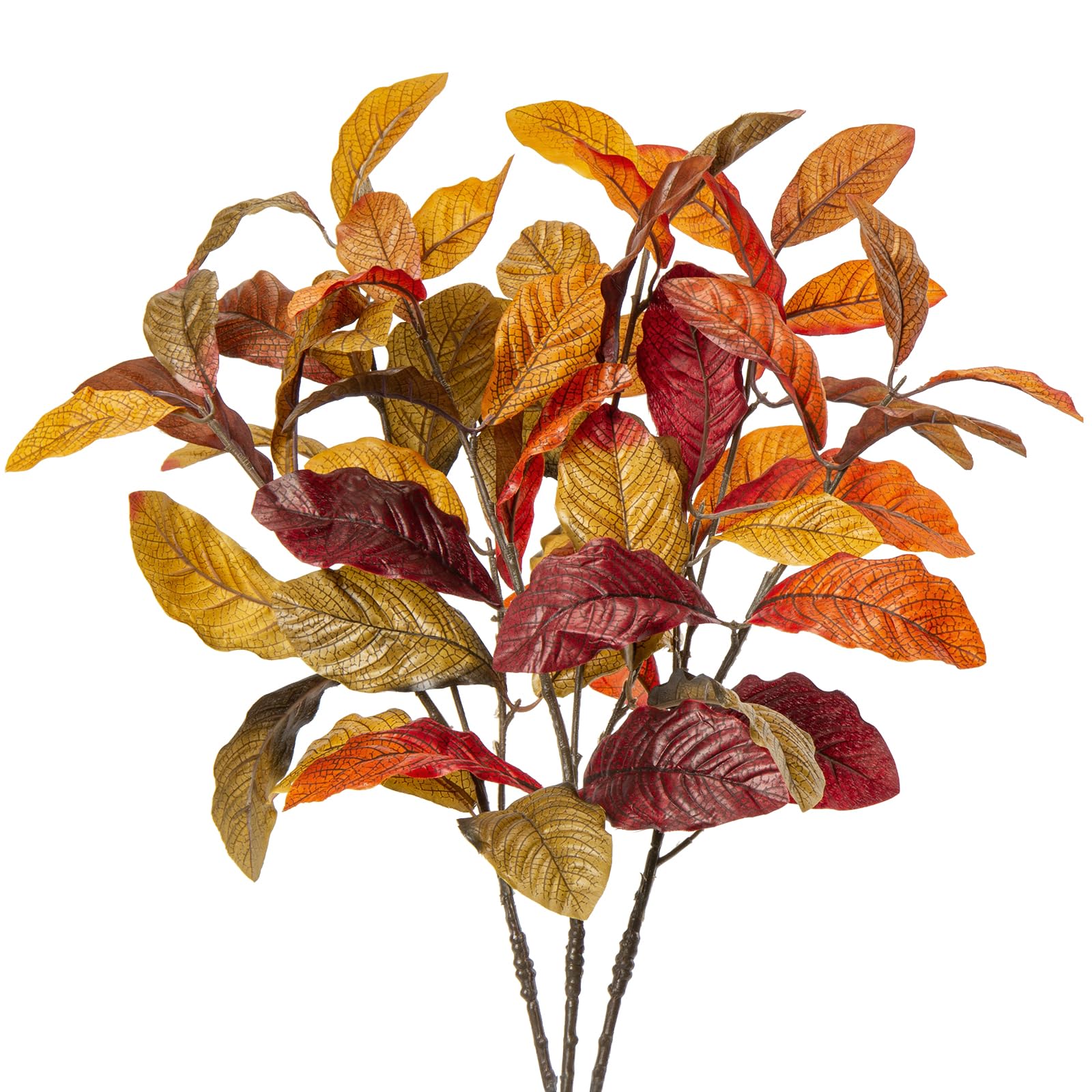 Amazon.de: 3 Stck Knstliche Dekozweige Herbst, Knstliche Pflanzen  Magnolien Bltter, Zweige Herbstlaub Magnolie Kunstpflanzen Herbst Deko fr  Thanksgiving Deko Halloween Erntedankfest Kche Dekor Tischdeko