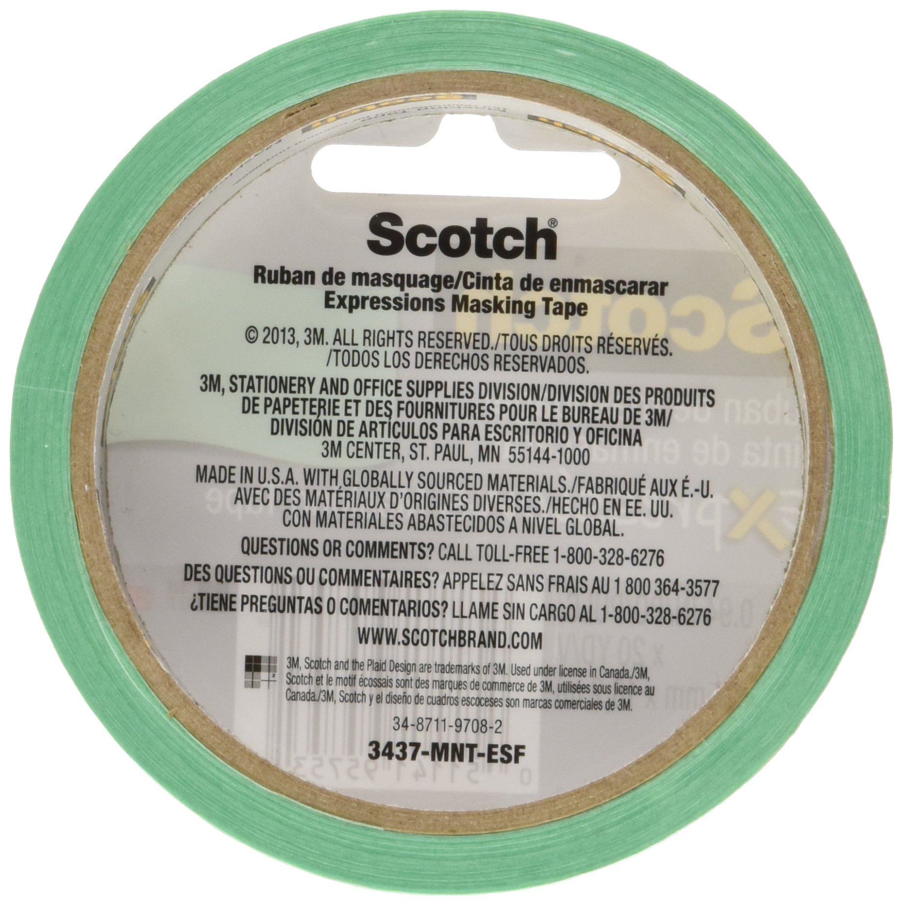 Scotch Lot De 6 Rouleaux De Ruban De Masquage Coloré, Idéal