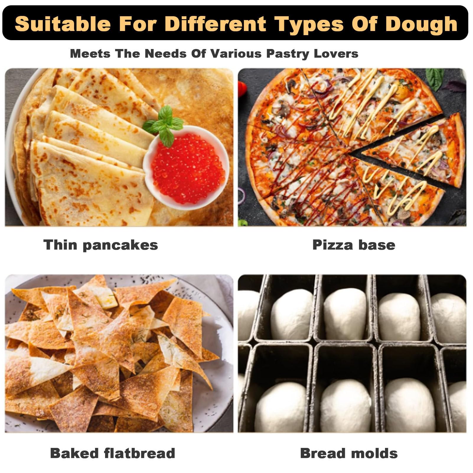 Máquina manual de prensa de masa para pizza, pasta, pastelería, rodillo de masa de acero inoxidable para rebanadas finas perfectas, uso doméstico