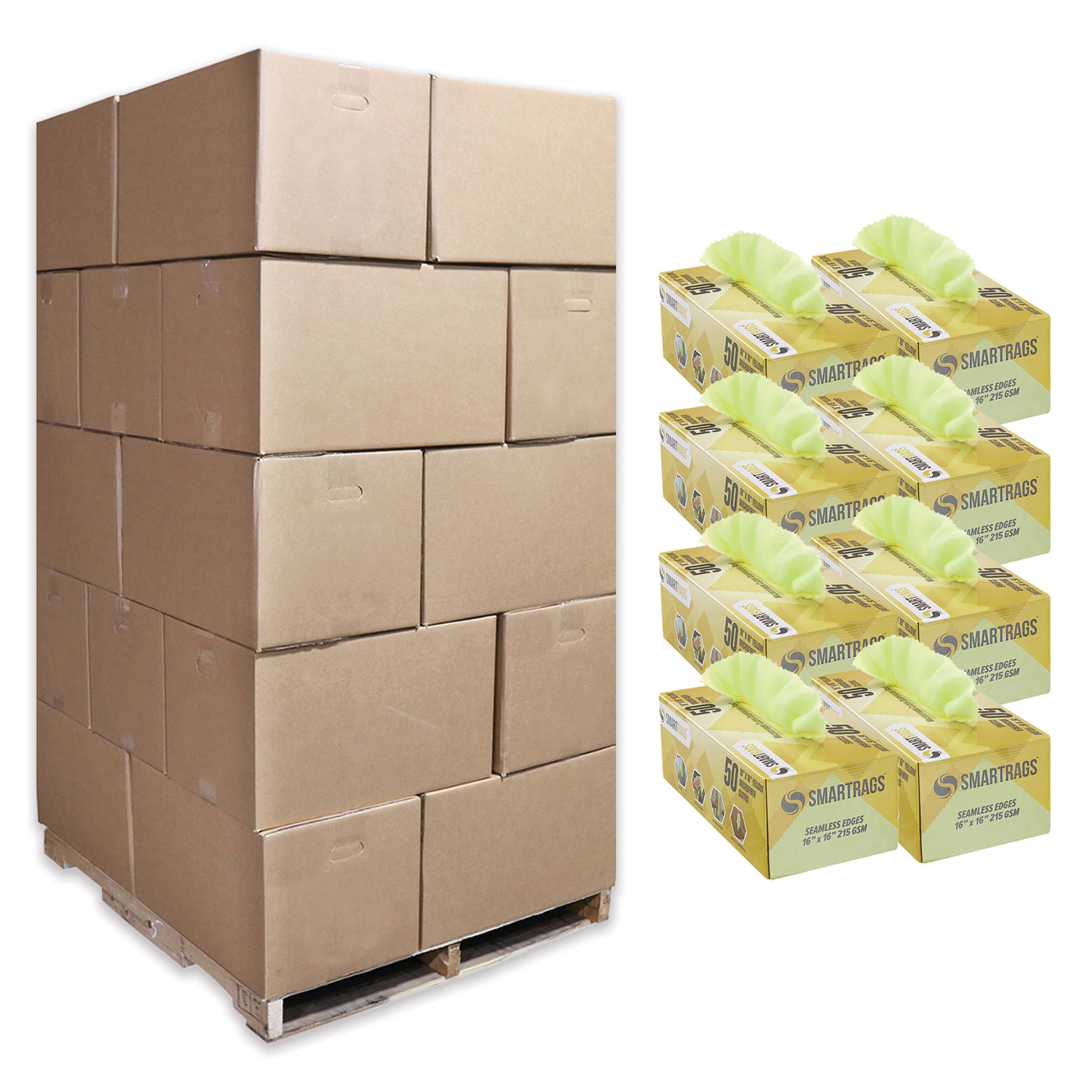 Arkwright Smart Rags in Box - Pallet of 8000 Lint Free Large Microfiber Cleaning Cloth Scratch Streak-Free Dispensable