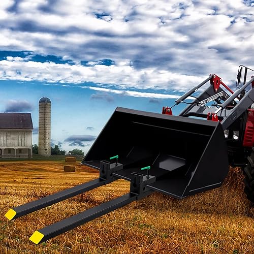 Miniatura 7 de Horquillas para palets de 60 pulgadas y 1500 libras máximas, horquillas para tractor, accesorio de carga frontal resistente para minicargadora,