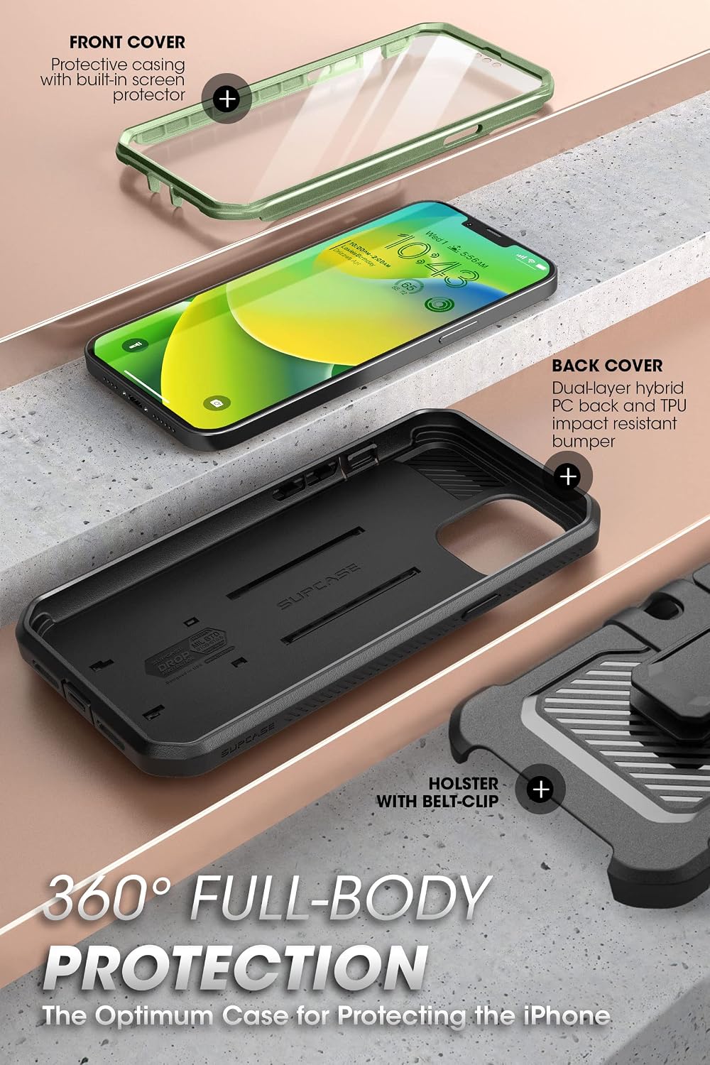 SUPCASE for iPhone 14 Plus Case (6.7 inch) with Screen Protector, Green image 5