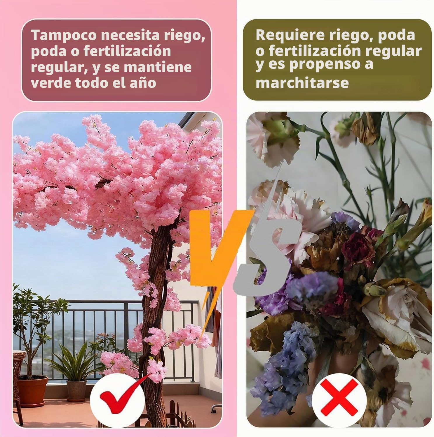 Rosado,1.8*1.5m/70*59in,áRbol de Flor de Cerezo Rosa Japonesa Artificial, árbol Flores de Cerezo Artificial, Hecho a Mano, para decoración de Interiores y Exteriores, hogar, Oficina, Fiesta, Boda,