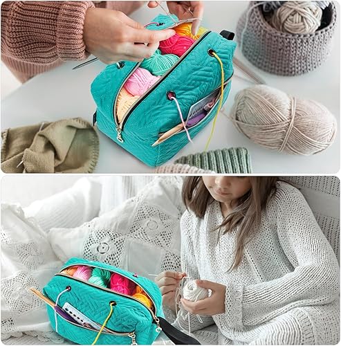 Miniatura 6 de Organizador pequeño de bolsas de ganchillo - Bolsa de tejer - Organizador de almacenamiento de hilo - Bolsa de hilo para ganchillo - Soporte de hilo