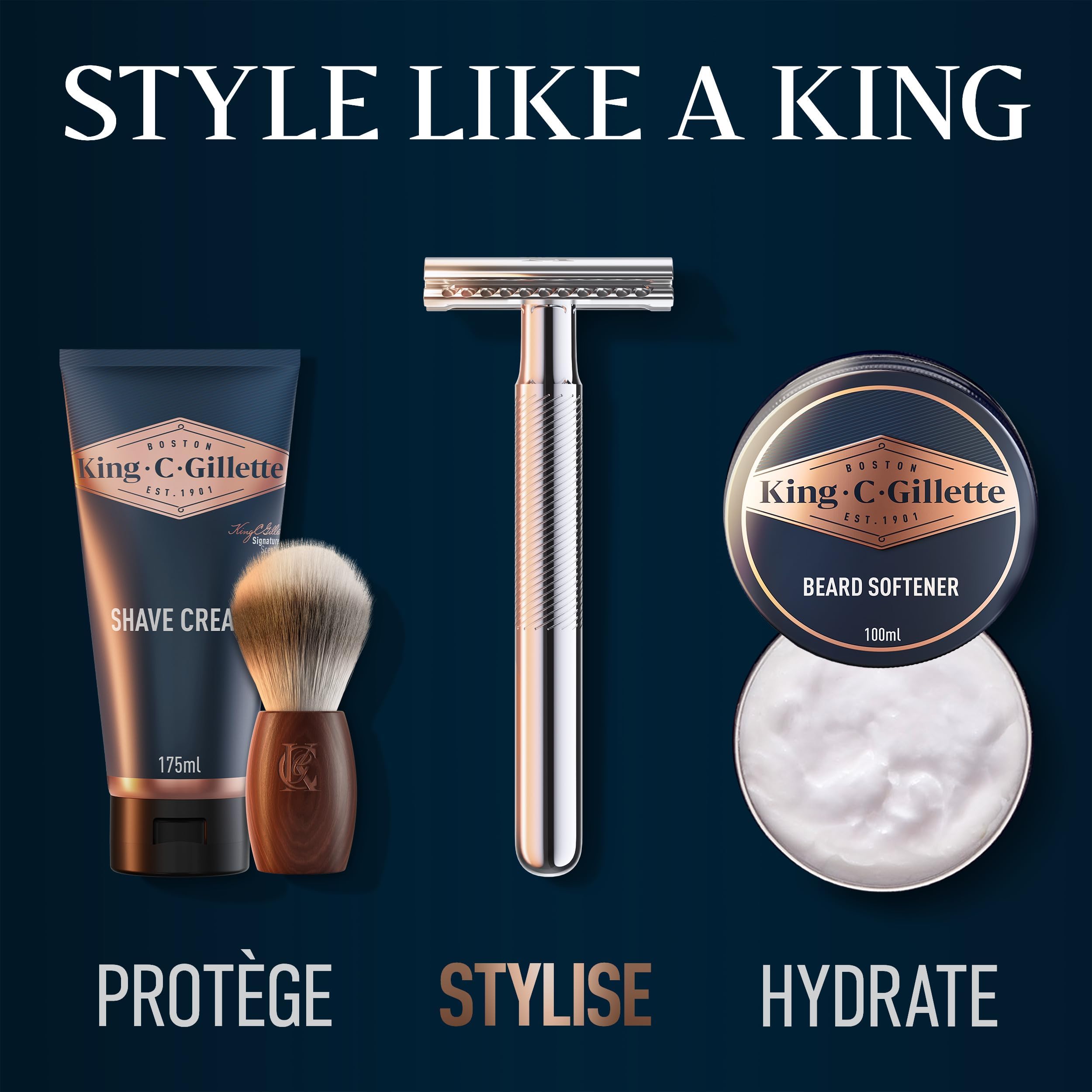 King C. Gillette Lames de Rasoir de Sureté Homme, Pack de 100 en Métal | Recharges en Acier Inoxydable Revêtues de Platine, Rasage de Barbe à la Définition des Contours
