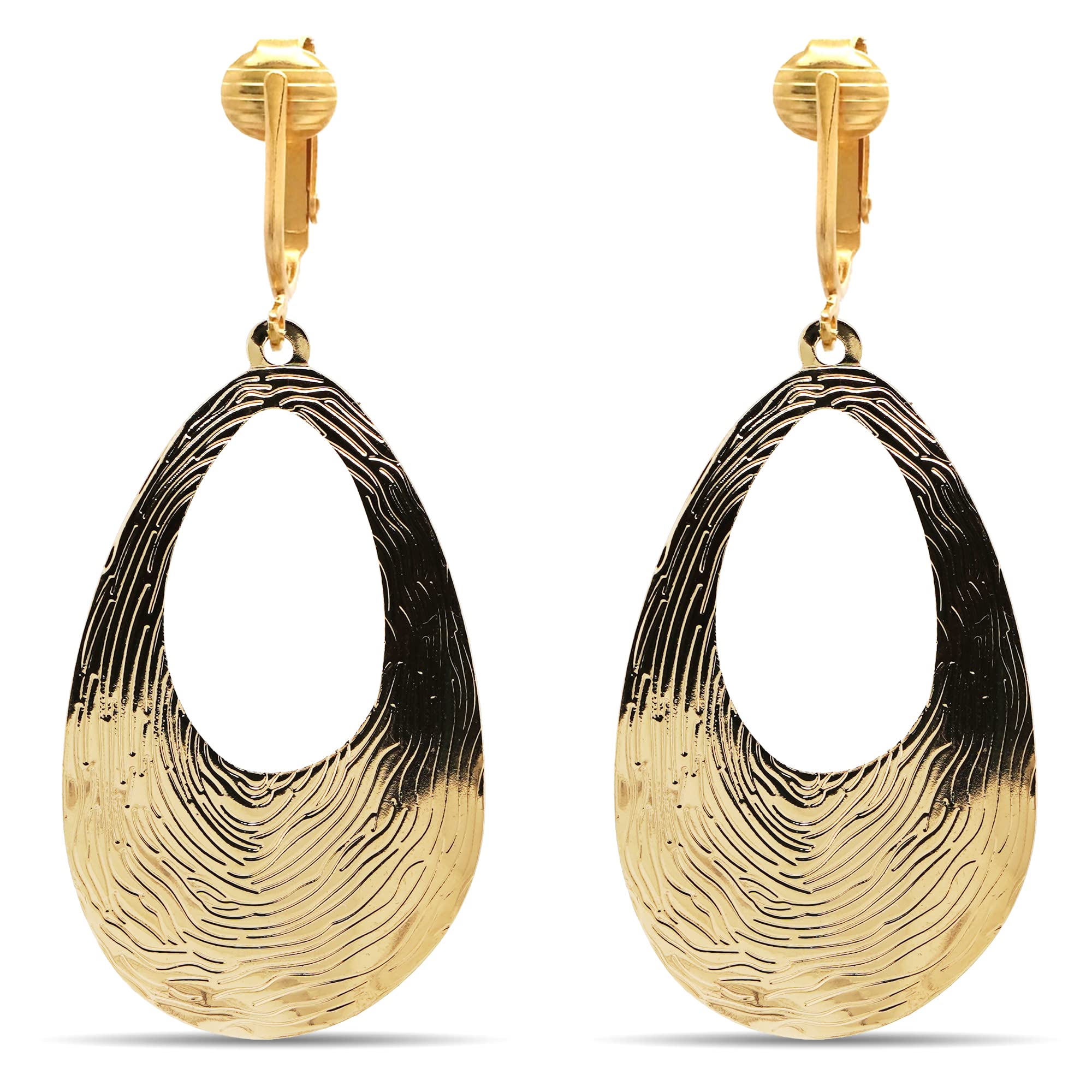 Aloha Earrings Gold Tone Non Pierced Clip On Dangling Earrings