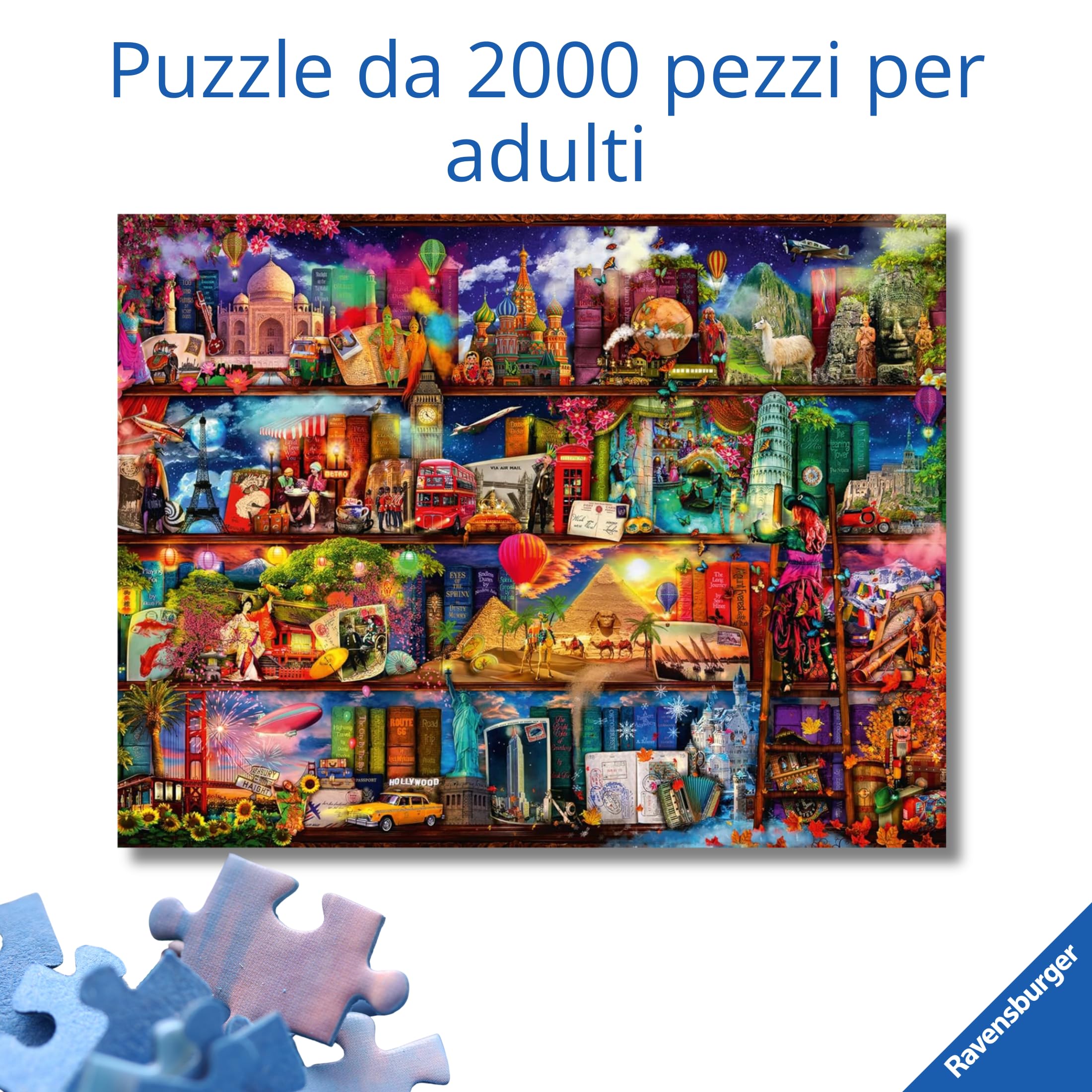 Ravensburger - Puzzle 2000 Pezzi Miracoloso Mondo Dei Libri | Puzzle 2000 Pezzi | Rompicapo Adulti E Bambini Dai 14 Anni In Su | Regalo Per Bambini E Adulti | Misure 98x75cm