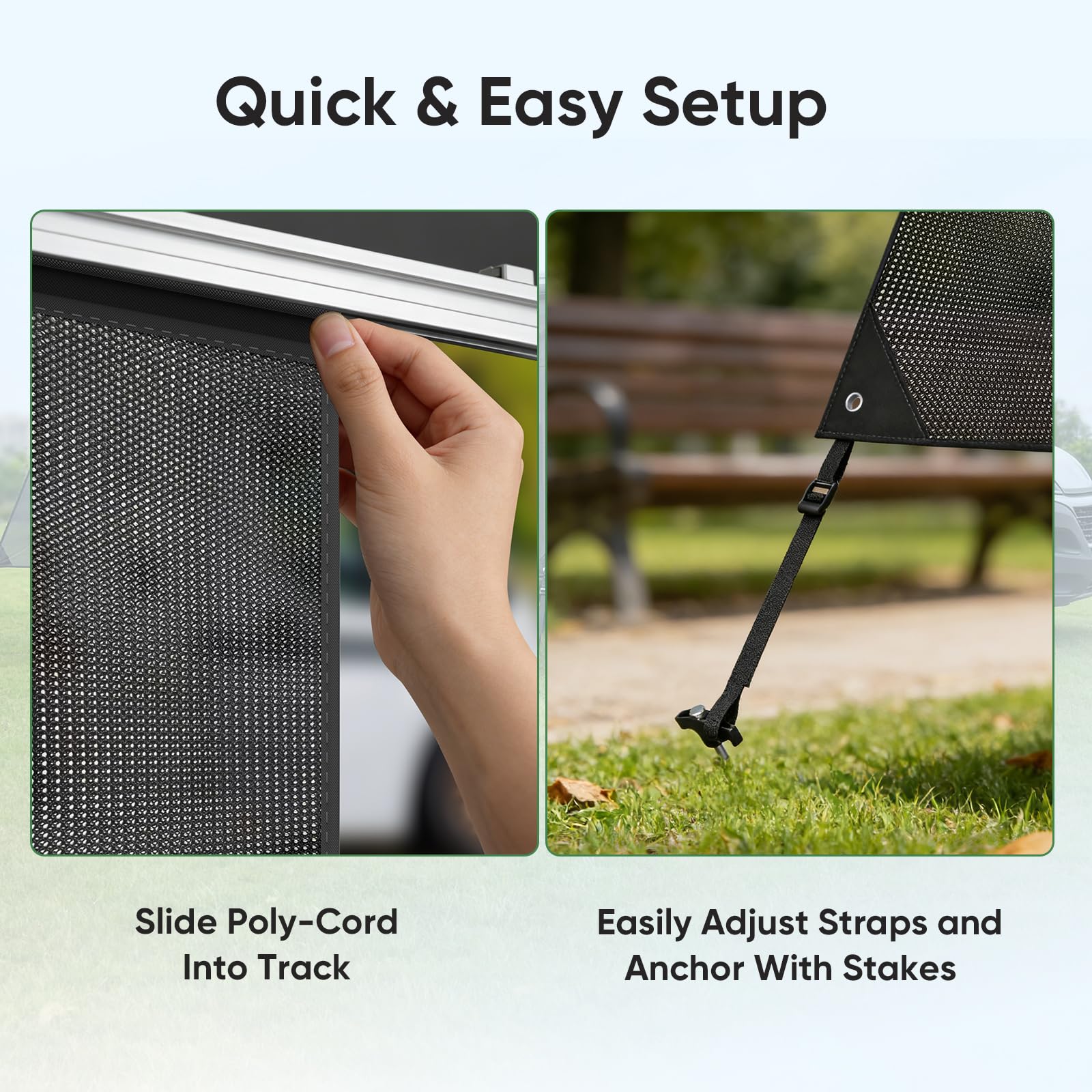 Sonnenschutz Wohnmobil Vorderwand 3,3 x 2 m Universeller RV View Blocker Sonnenschutz Markisen, Sunblocker Vorderwand Markise für Camping & Wohnmobil, für Ø 4–10 mm Kederleisten