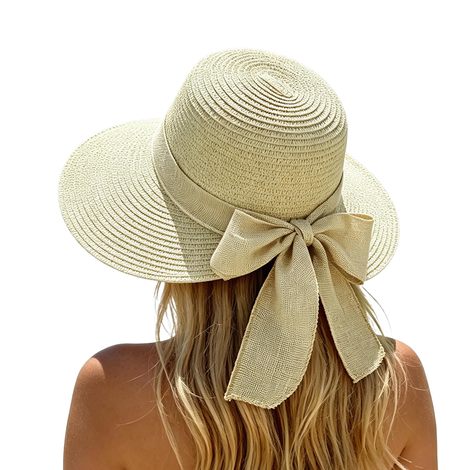 SUKUTU Cappello da spiaggia da donna, UPF 50+, protezione UV, cappello estivo di paglia con tesa larga, pieghevole e arrotolabile