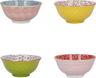 KitchenCraft Set di 6 Ciotole in Ceramica per Cereali, Gelati e Zuppe, Confezione Regalo Inclusa, Design 'Brights', 15 cm