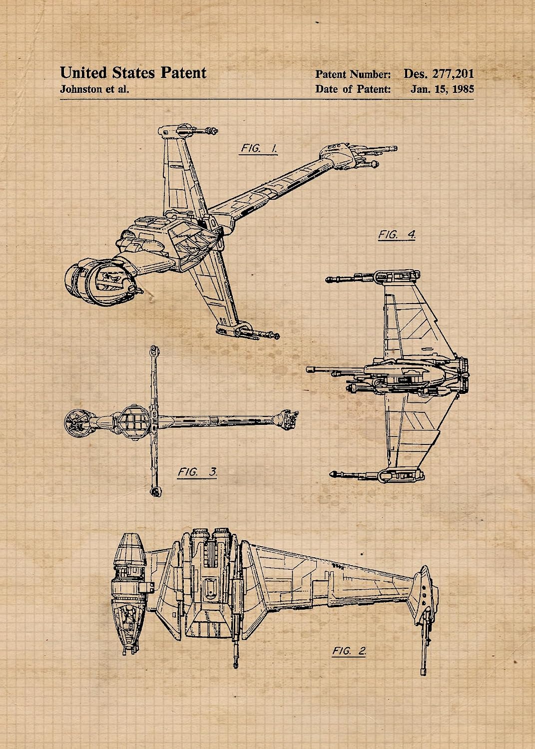 Classic Star Vessels Patent Prints, 6 (5x7) Unframed Photos, Wall Art Decor for Home Office NASA Creator Stem ComicCon Wars Movie Studio Tech Gear Garage Shop Man Cave School Student Teacher Coach