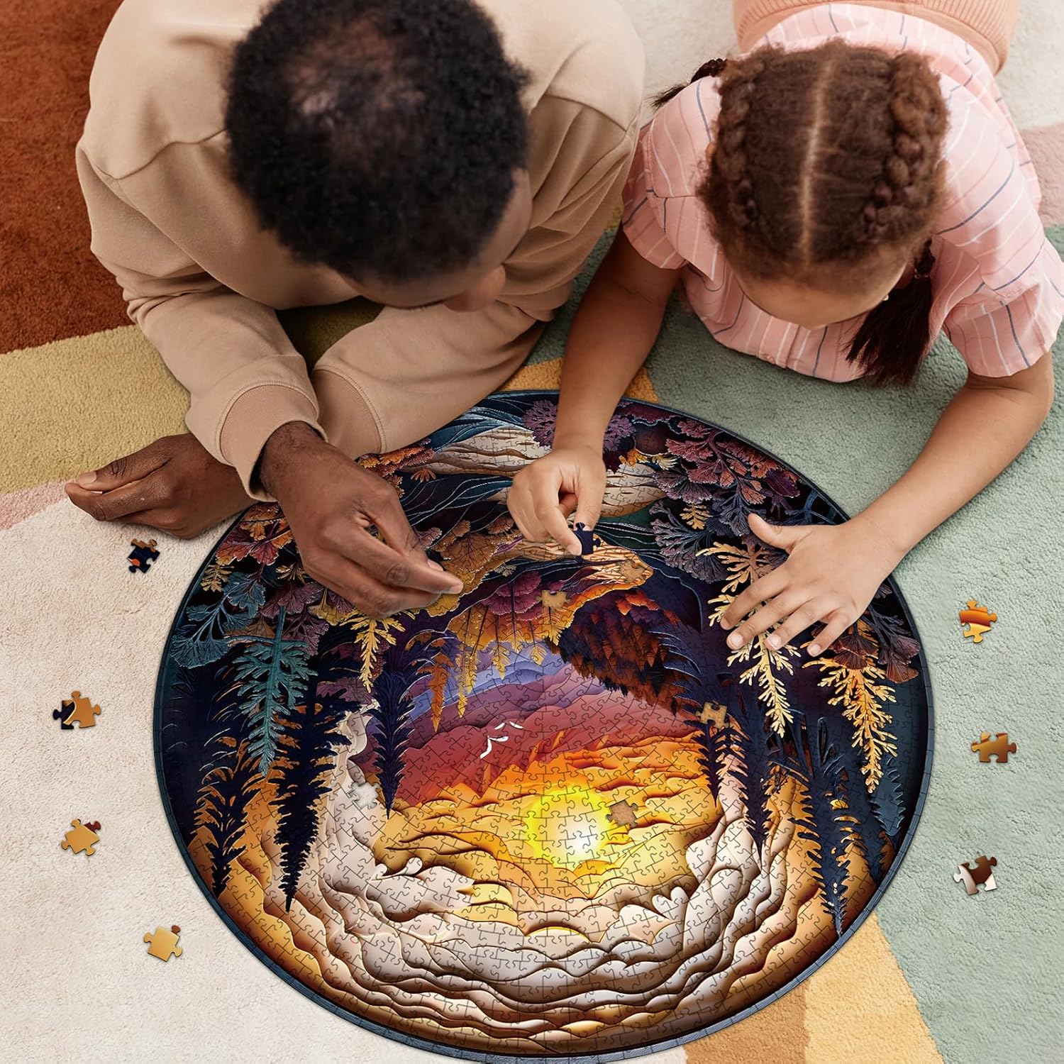 masseruon Round Puzzles for Adults 1000 Pieces-Naturelish Puzzle-26.6 * 26.6in Jigsaw Puzzles with HD Matte Finish-Hard Impossible Difficult Puzzle for Adult-Challenging Gift for Puzzle Lovers