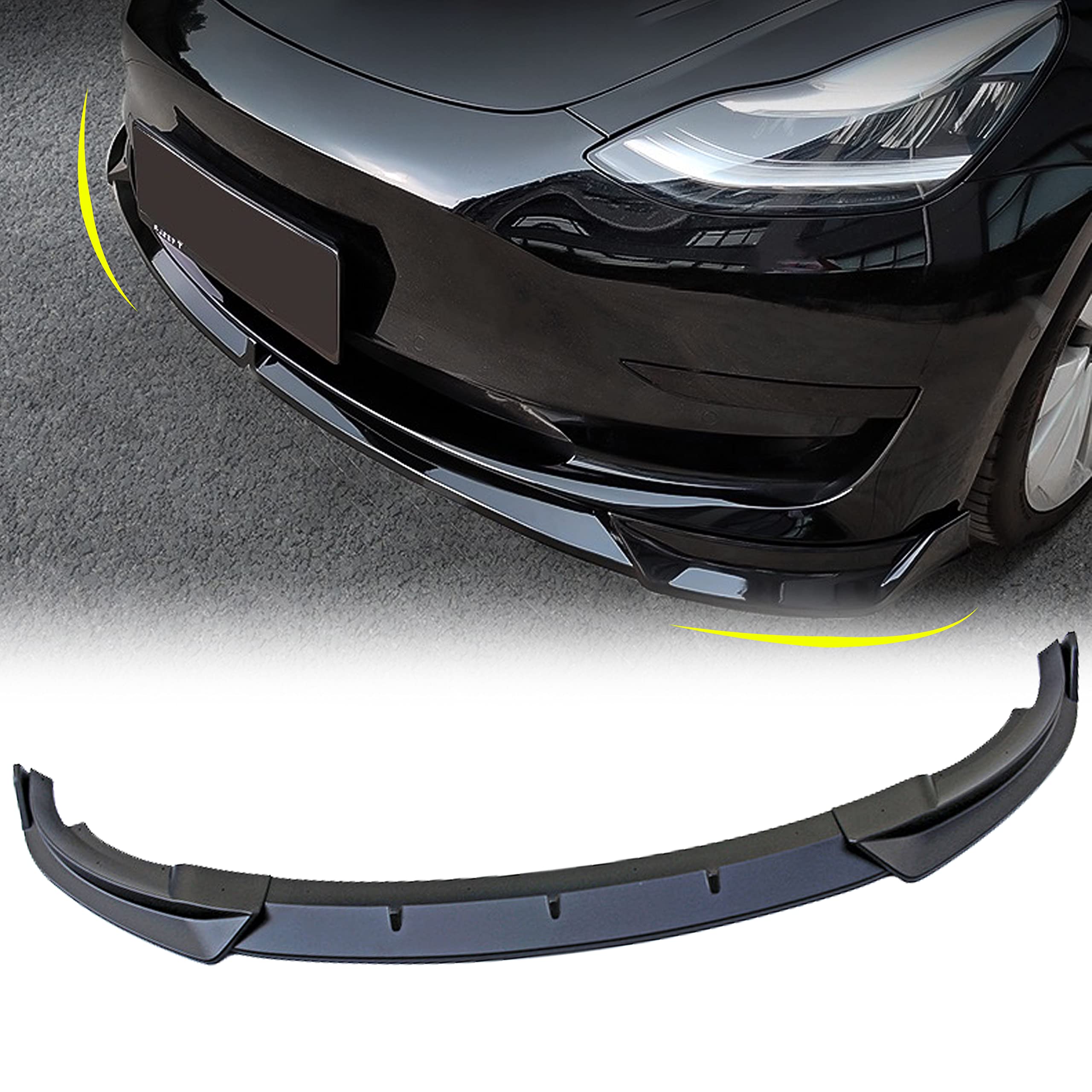 Photo 1 of Fit Tesla Model Y Front Bumper Lip Kit Car Mods Spoilers for Tesla Model Y Accessories 2020-2023