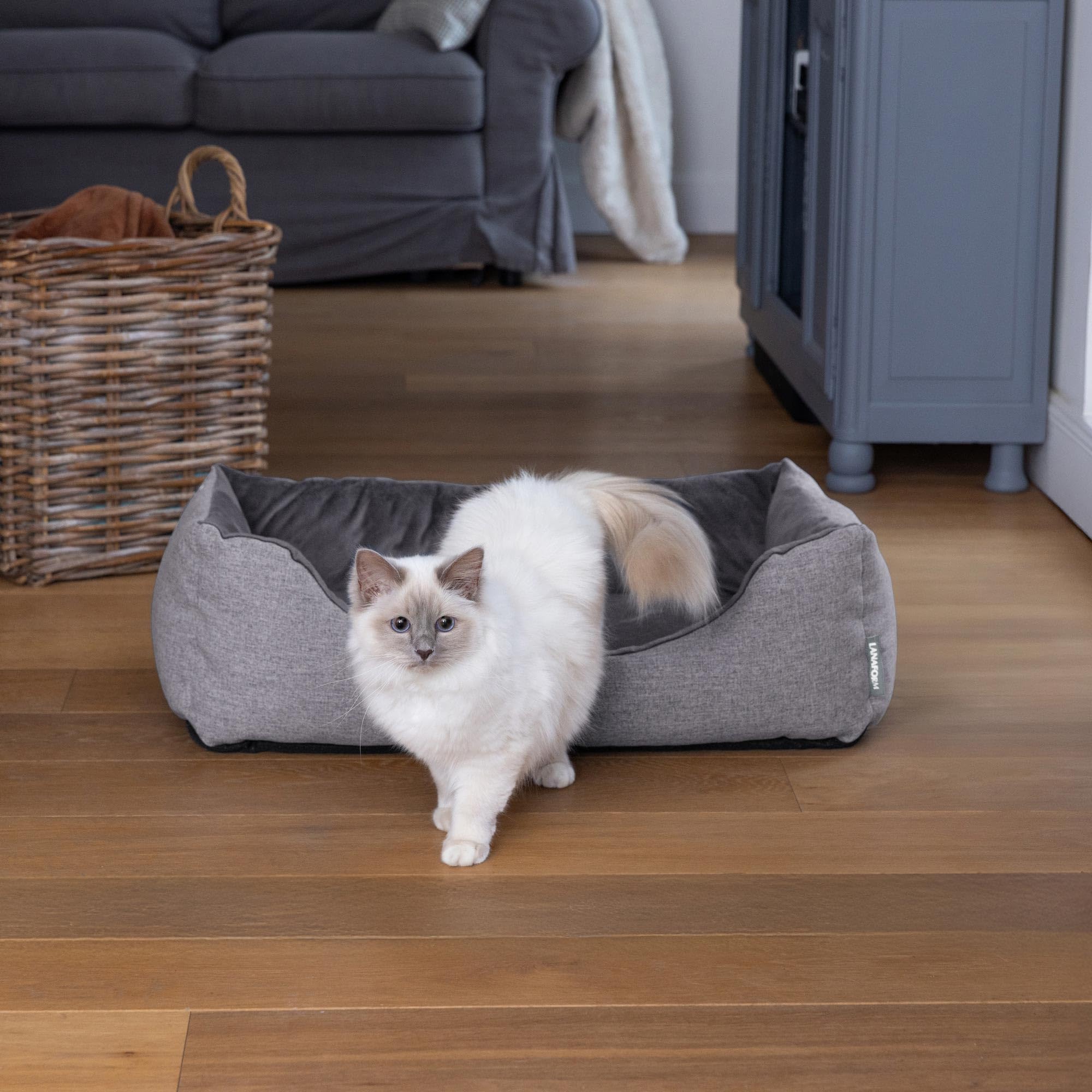Heat Nest - Cama Calefactable Perro Gato - Cama Térmica Mascotas - Cojín Calor 3 Niveles - Nido Invierno Waterproof - Detección Inteligente Presencia – Cesta Lavable Suave Confort