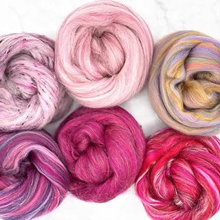 Zen Blend Collection | Luxurious Blends of Merino, Silk, Bamboo & Viscose | Base Crafting Fiber Blends for Spinning, Felting, Weaving & Tapestry (Pink Passion)