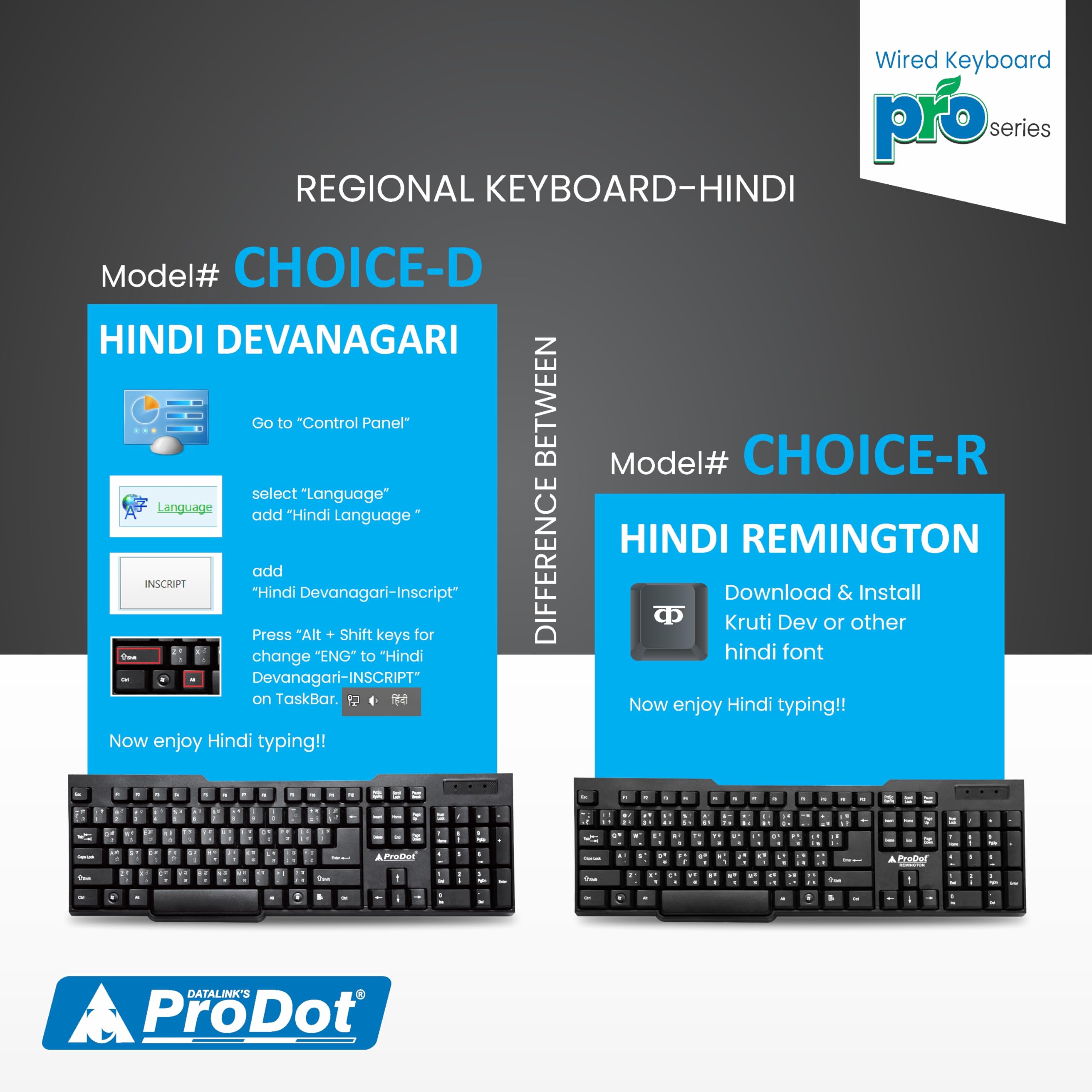 ProDot ProSeries Wired Keyboard with Rupees Symbol | Hindi Remington | Made in India | Ergonomic, Spill Resistant Design | 104 Keys | 10M Key Life | 1 Year Warranty | Works with Windows, iOS, Linux 4