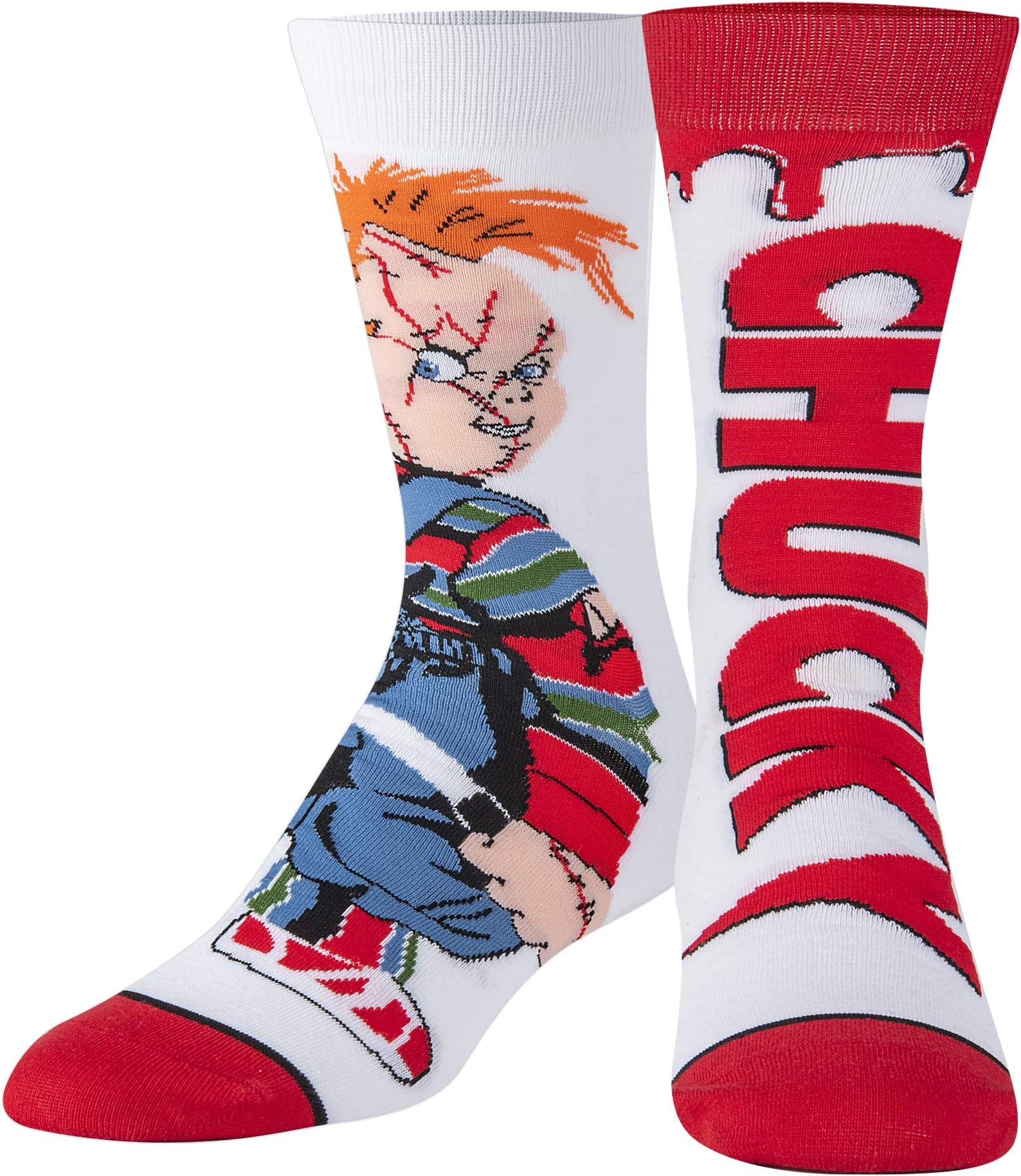 Odd SoxChucky Doll Fun Socks for Men Women, Crew, Large, Horror Movie Styles