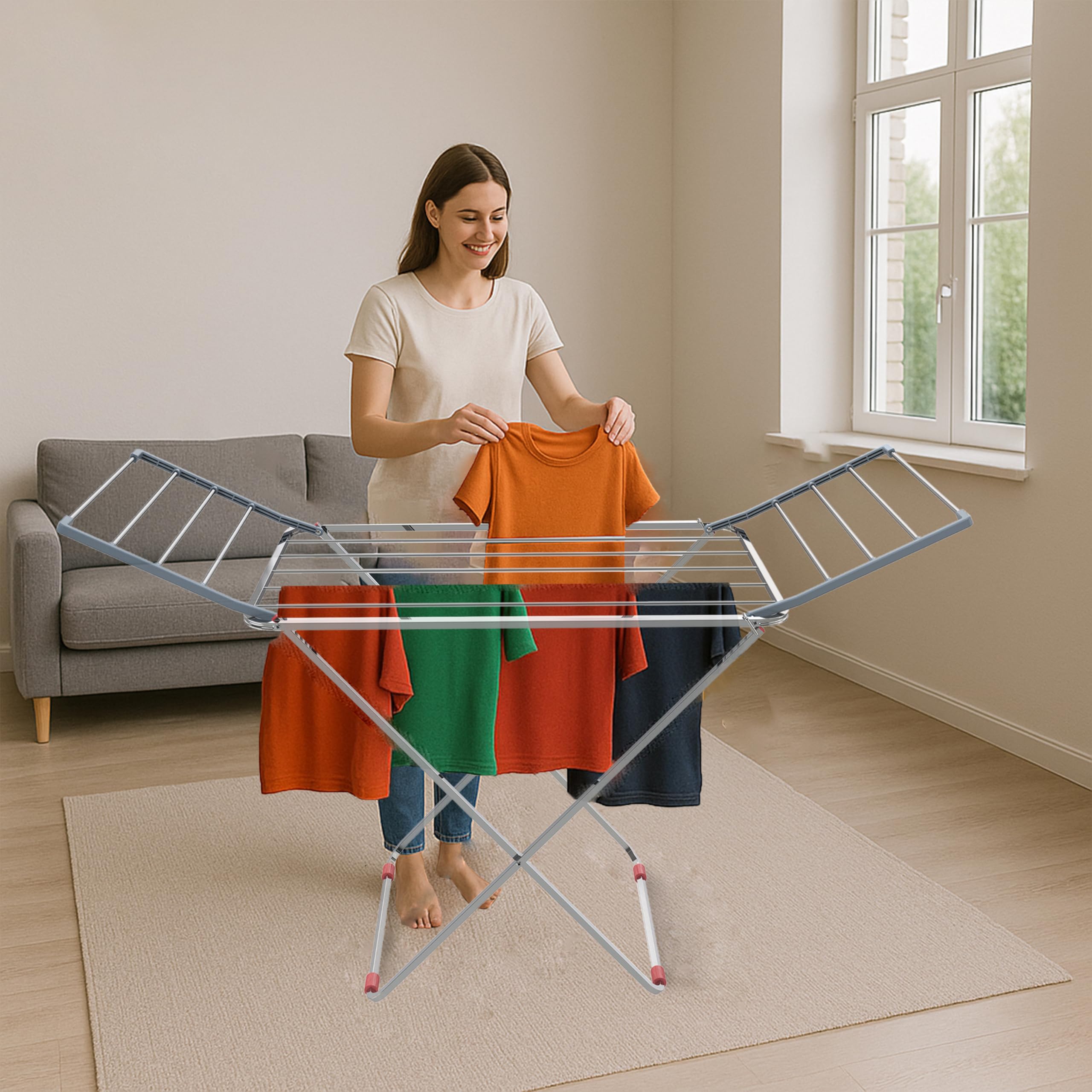 Limetro Steel Stainless Steel Cloth Drying Stand With Extended