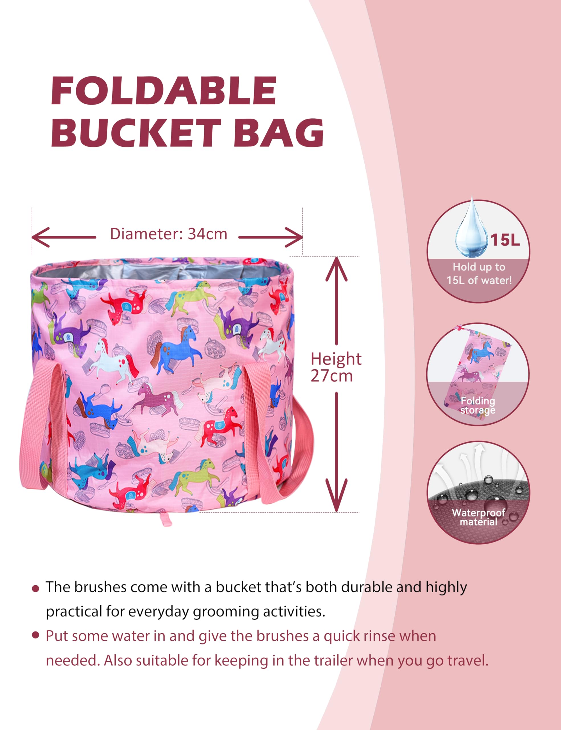 Harrison Howard Set per la cura dei cavalli, 11 pezzi, set di spazzole per la cura dei cavalli, con organizer, borsa per il trasporto, accessori per la cura della sella, strumenti per il massaggio