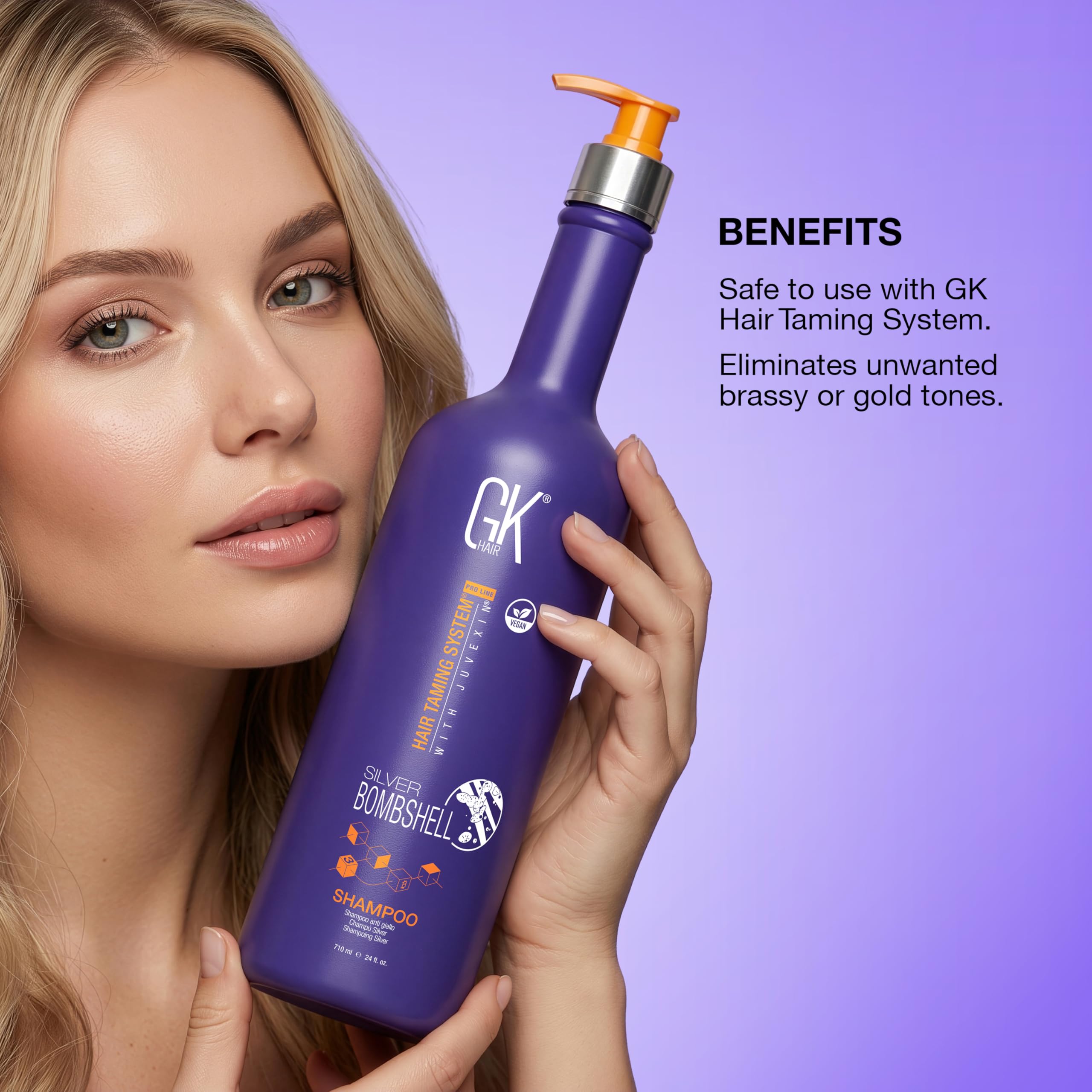 GK HAIR Silver Bombshell Purple Toning Shampoo with Vitamin B5