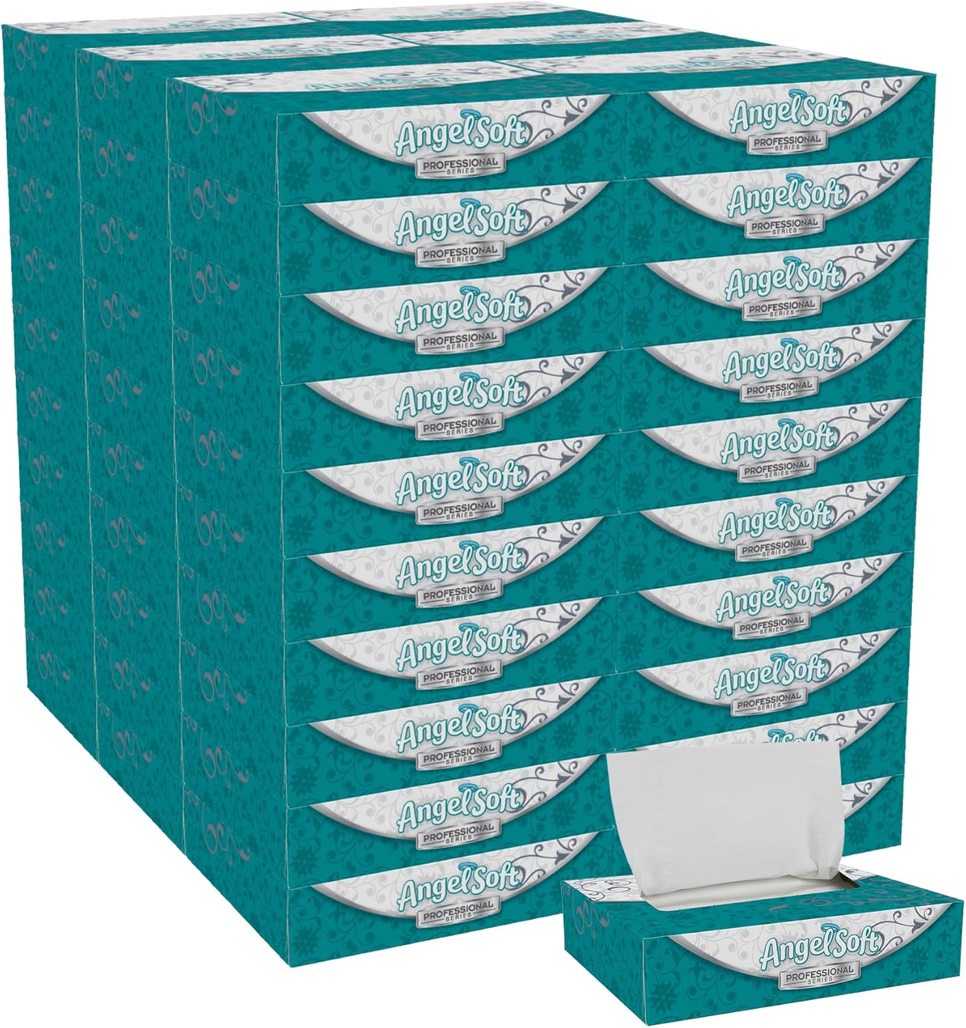 Angel Soft Professional 2-Ply Facial Tissue Bulk: 50 Sheets/Box, 60 Flat Boxes/Case - Soft, Strong & Sustainable for Offices