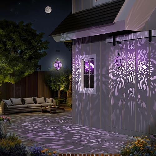 Miniatura 4 de Luces solares colgantes para decoración de jardín al aire libre, farol solar impermeable de plástico marroquí, decoraciones al aire libre para
