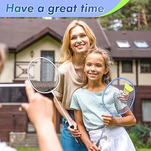 Miniatura 7 de Juego de 20 raquetas de bádminton con 24 volantes y 6 bolsas de transporte, raquetas de bádminton resistentes y ligeras para adultos principiantes,