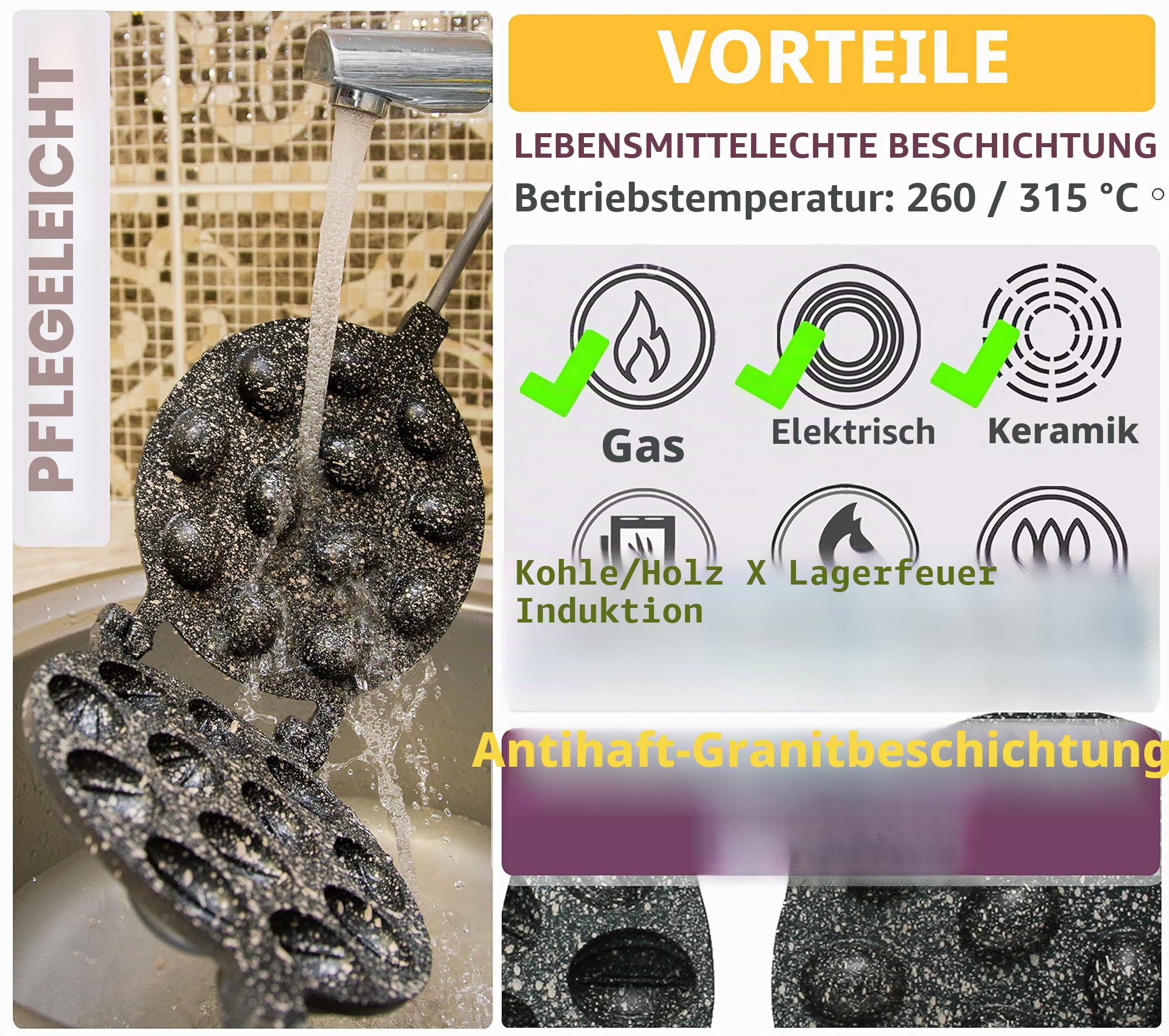Nussformen Für Gefüllte Nüsses 12 Mulden Antihaftbeschichtung Granit Stein - Nuss Waffeleisen Für Oreschki Maker - Oreschniza - Nussform Backen 12 Hälfte - Nussbäcker Oreschki - WalNuss Backform