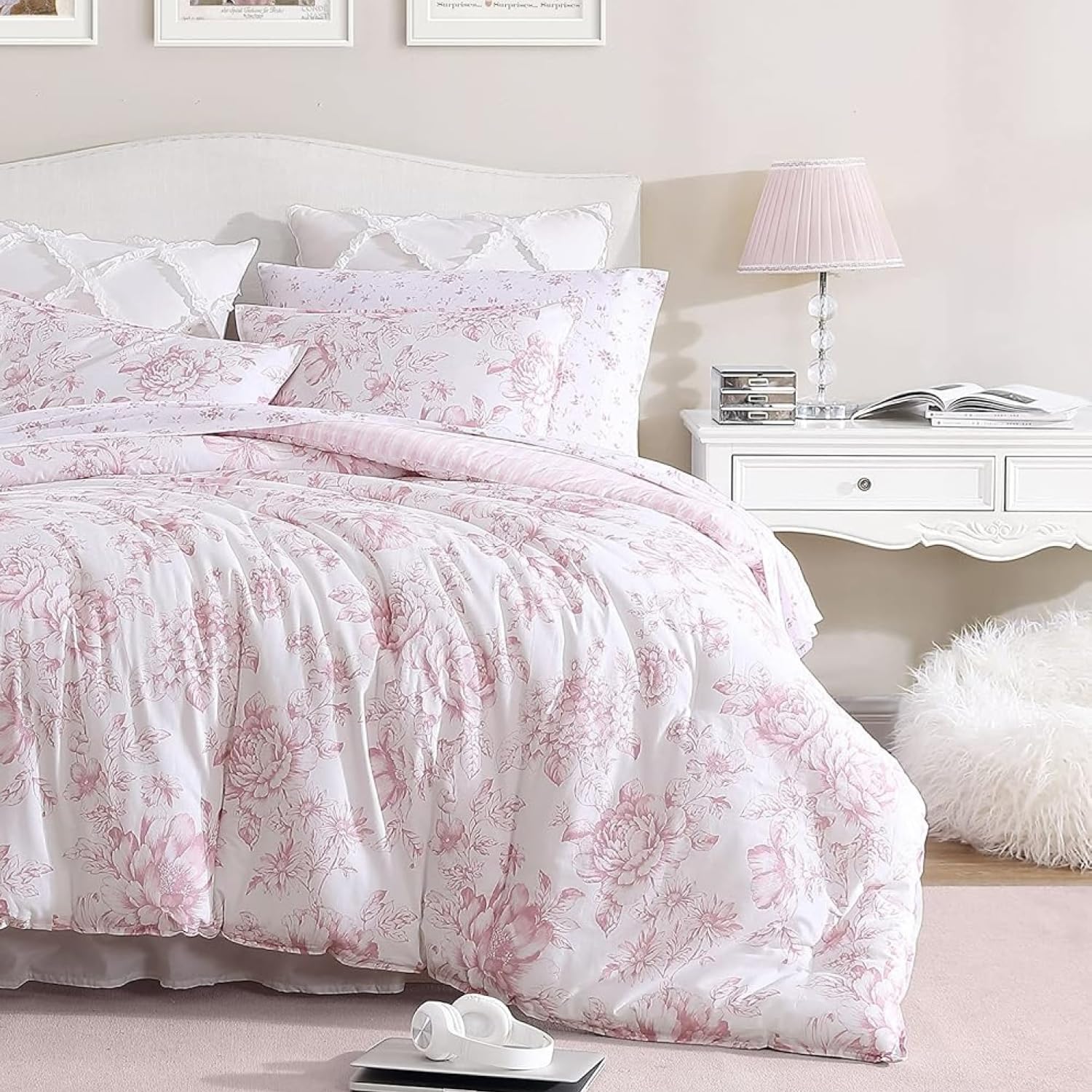 く*ん様 希少LAURA ASHLEY 花柄ブランケット　毛布　薔薇柄　ローズ Amazon.com: Laura Ashley – Queen Comforter Set, Soft Bedding with