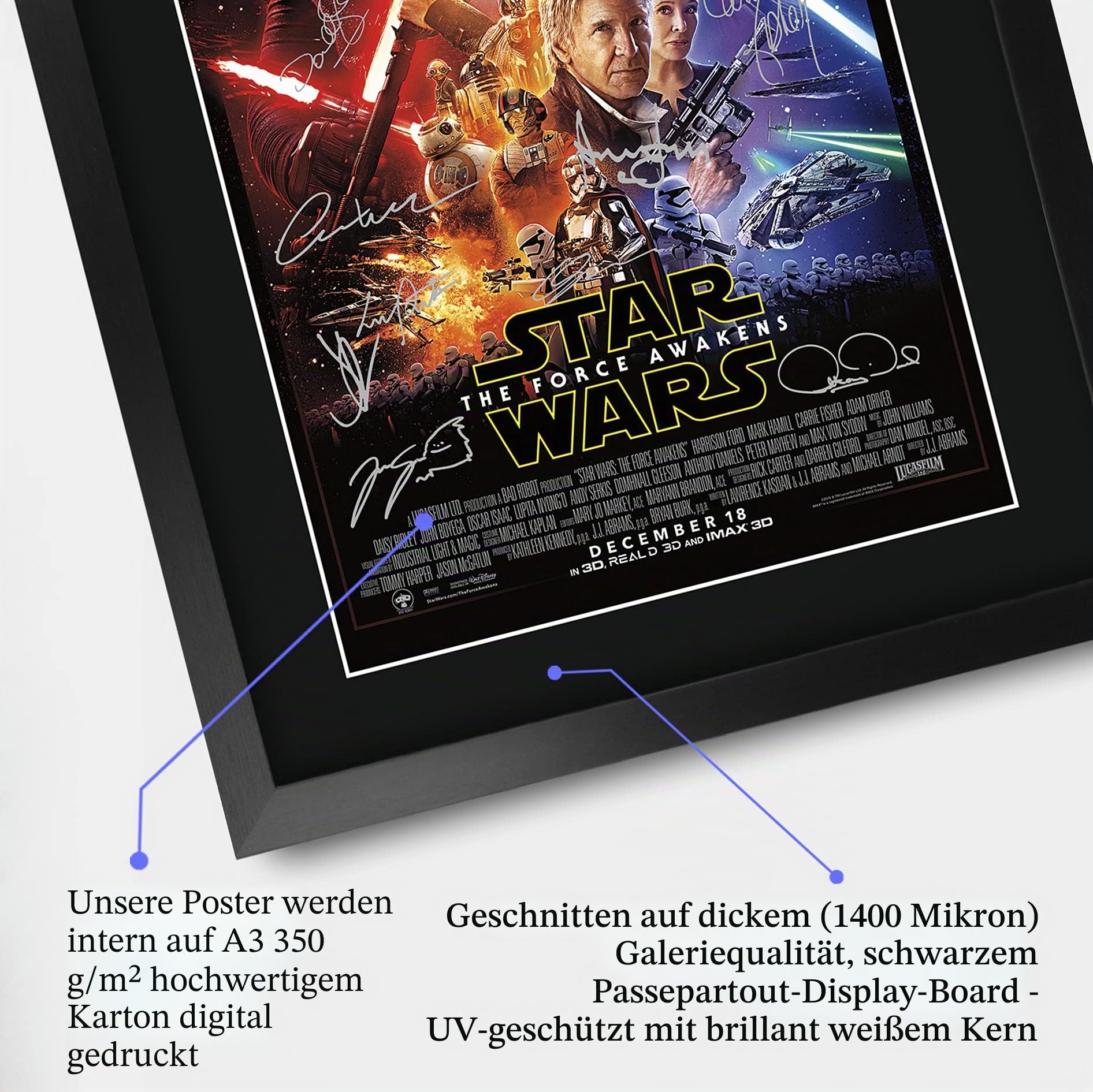 HWC Trading A3 FR The Force Awakens Star Wars Geschenke Printed Poster Autogramm Bild für Film-Memorabilia Fans - A3 Eingerahmt