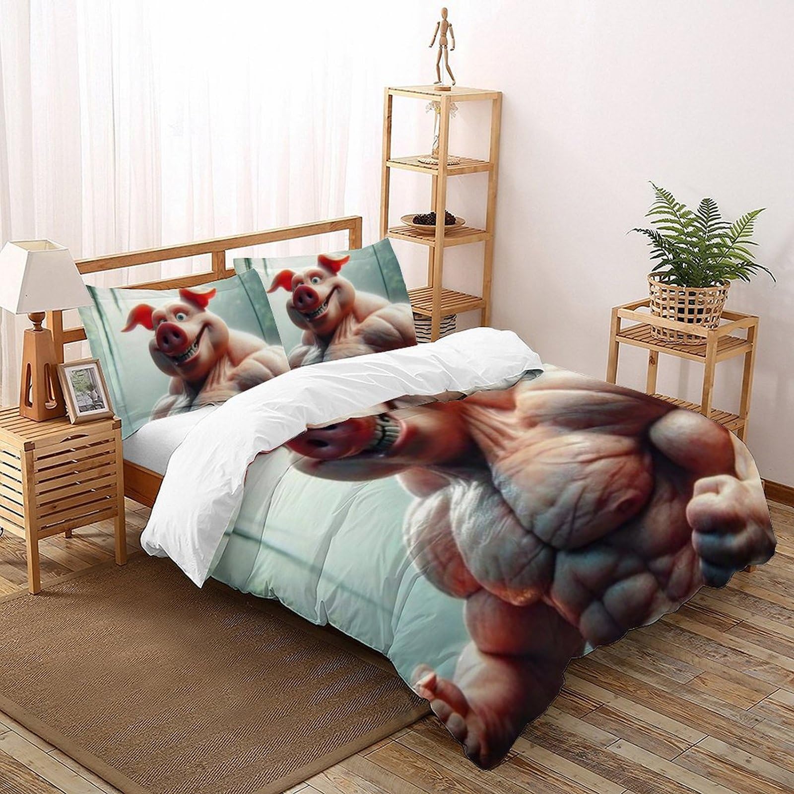 Housse de couette sanglier 260x220cm microfibre pour une ambiance chalet nature