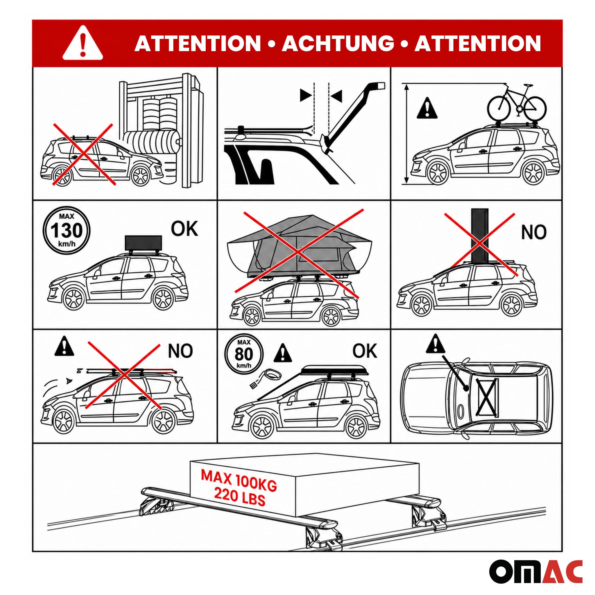 OMAC Belki Bagażnika Aluminium TÜV geprüft do Mercedes E Klasse S213 Kombi 2017-2023 – do Zintegrowanych Relingów – T Nut – Max 100 kg – 2 Schlösser Srebrny
