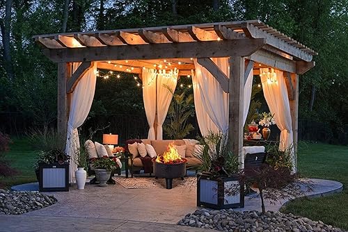 Miniatura 7 de Yoyomax Pozo de fuego, hoguera redonda de metal tejido de 26 pulgadas, hoguera de leña con pantalla, cubierta y póster, ahorro de espacio para