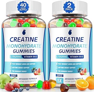 5g Creatine Monohydrate Gummies (2 Pack): Low Sugar Muscle Builder and Pre-Workout Energy