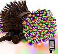 Vista 8 de LAMPHOME - Cadena de luces decorativas navideñas de 33 pies, 100 luces LED de alambre verde, luces de hadas estrelladas enchufables, 16 modos